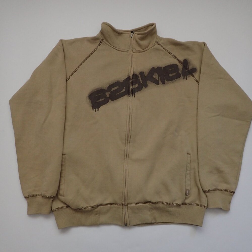 Vintage 90's EZEKIEL Full Zip Beige Sweatshirt Jacket Men's Skateboarding